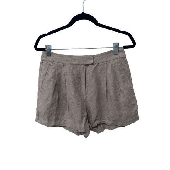 Michael Kors Hook & Eye Closure Linen Blend Pleated Shorts Size 6 - Picture 1 of 7
